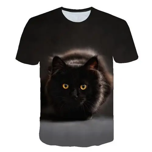 3D Kaķis Iespiests T Krekls Vīriešiem/Sievietēm Vasarā Smieklīgi Īsām Piedurknēm Topi Gadījuma O-veida Kakla Dzīvnieku Tee Kreklu Kaķis Streetwear Tshirt