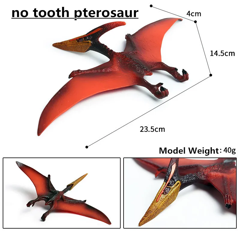 Sarkanā Nav Zobu Pterosaur Modeļa rotaļlietu Hand-made Jurassic Dinosaur Park Simulācijas Zēns Dzīvnieku Attēls Izglītības Plastmasas Dāvanu Kolekcija