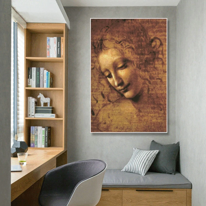 Vadītāja Sieviete Ar Leonardo Da Vinci Kanvas Glezna Plakāti un Izdrukas Sienas Mākslas Ainu, viesistaba, Mājas Dekoru Cuadros