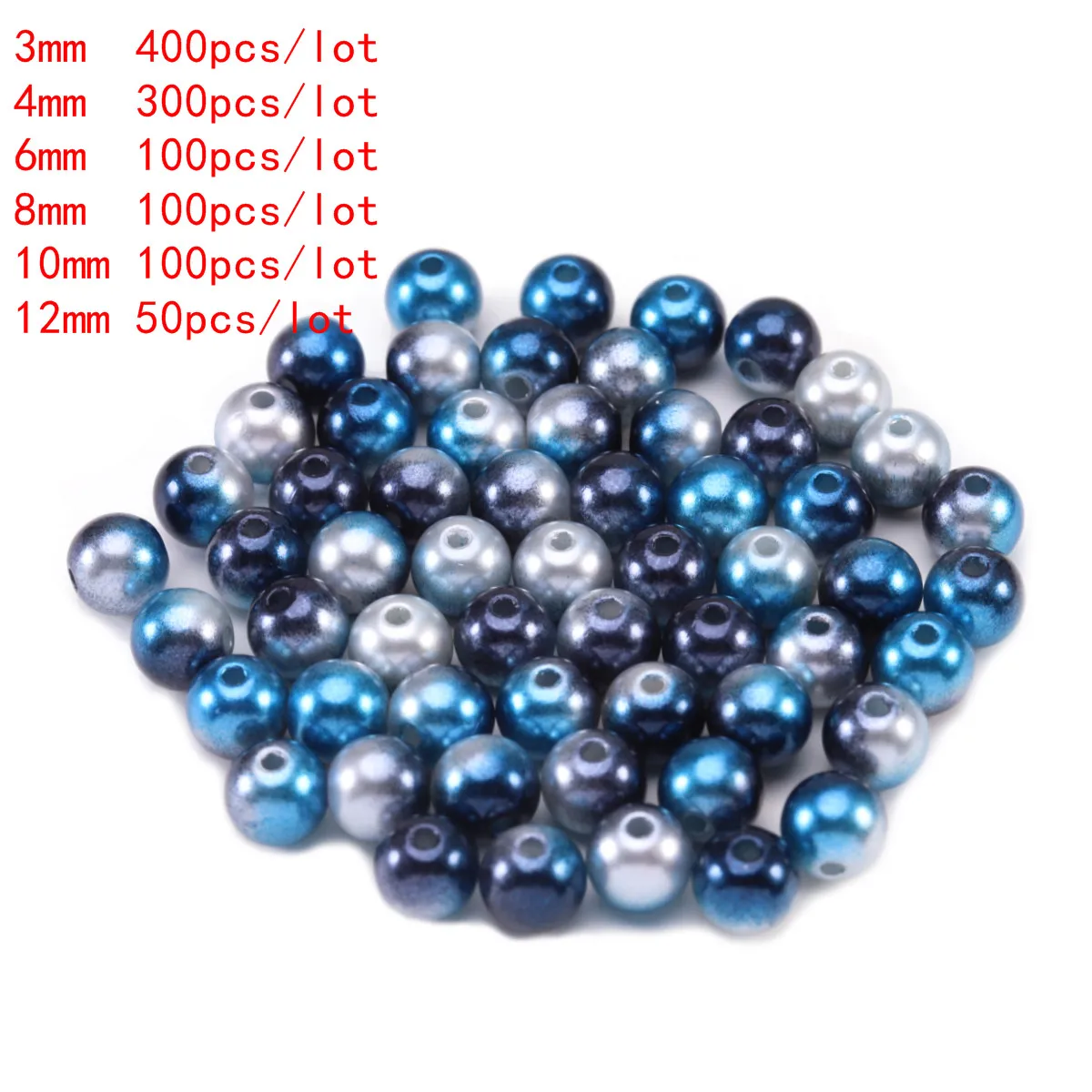 Ckysee 50-400pcs/daudz Pērļu Imitācijas Beads3 4 6 8 10 12 mm Fit Kaklarota Sirēna Slīpumu, Pērles, Pērļu Remontdarbos Rotaslietu izgatavošana