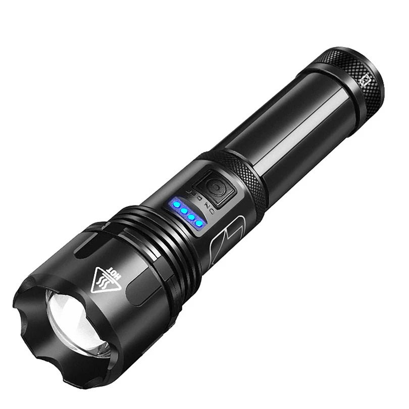 Super Jaudīgs LED Lukturītis XHP50 Taktiskās Lāpu USB Lādējamu Ūdensizturīgs Lampas Ultra Spožu Laternu Kempings medību J60