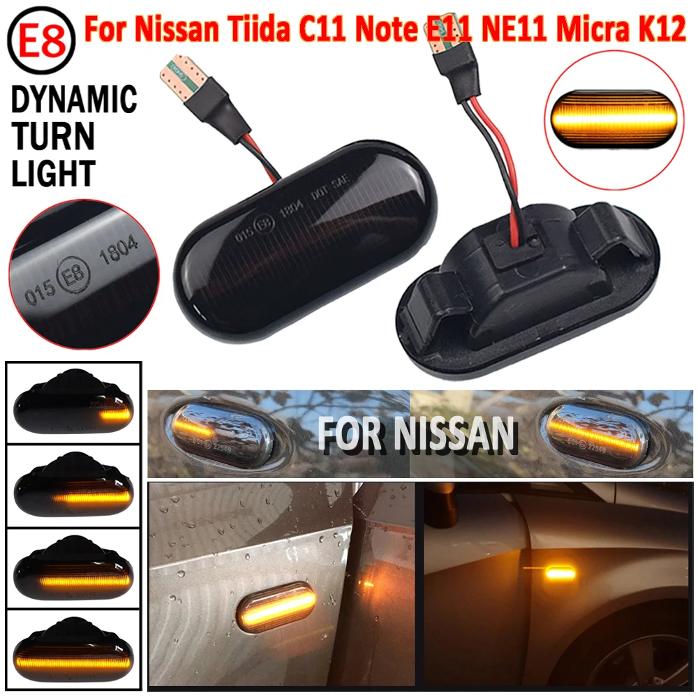 Priekš Nissan Tiida C11, Ņemiet vērā, E11 NE11 Micra K12 NP300 Navara Dinamisko LED Sānu Gabarītlukturi Spārnu Gaismas Sērijveida Blinker Lampas Gaismas