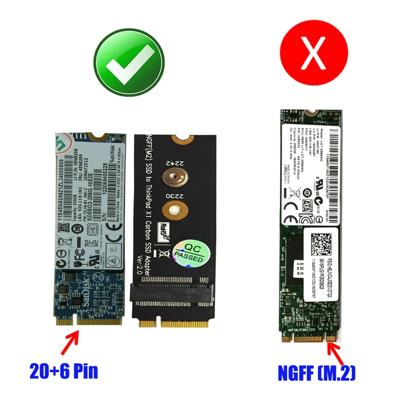 M. 2 NGFF SATA-Autobusu TAUSTIŅU B SSD HDD Adapteris Atspere 20 + 6 Pin SSD Converter Karti par Lenovo Thinkpad X1 Carbon Atbalsta 2230 2242 M. 2