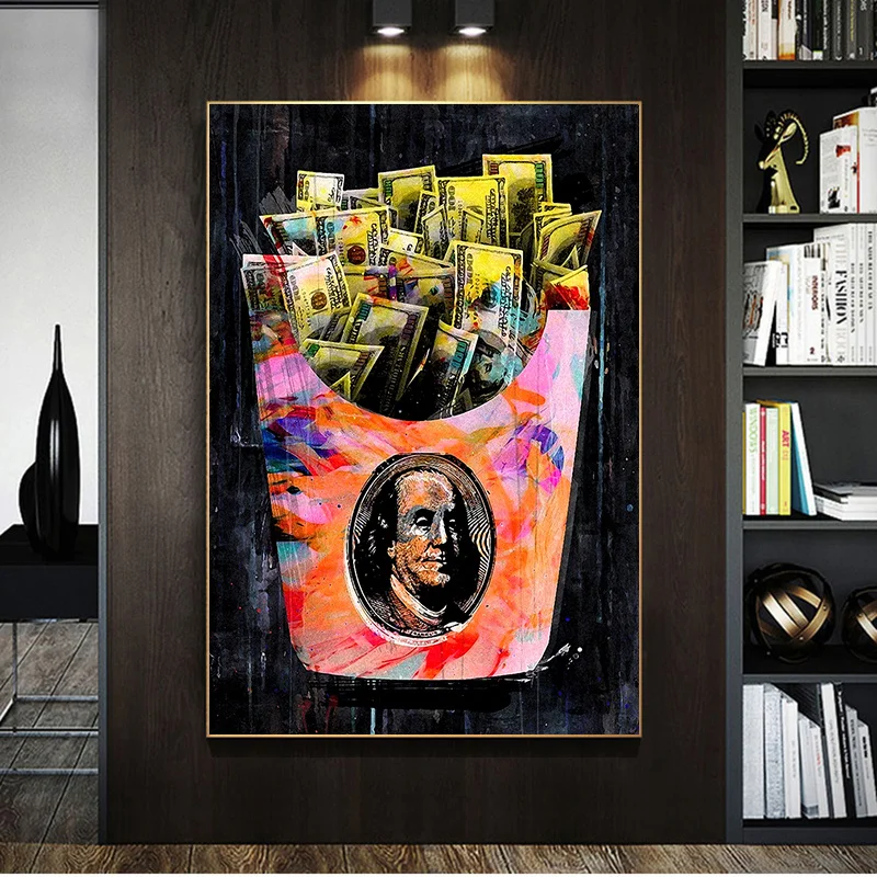 Stilīgs Naudas Maiss Motivācija Kanvas Glezna Mūsdienu Pop Plakāti un Izdrukas Sienas Art Attēlus Dzīvojamā Istaba Mājas Apdare