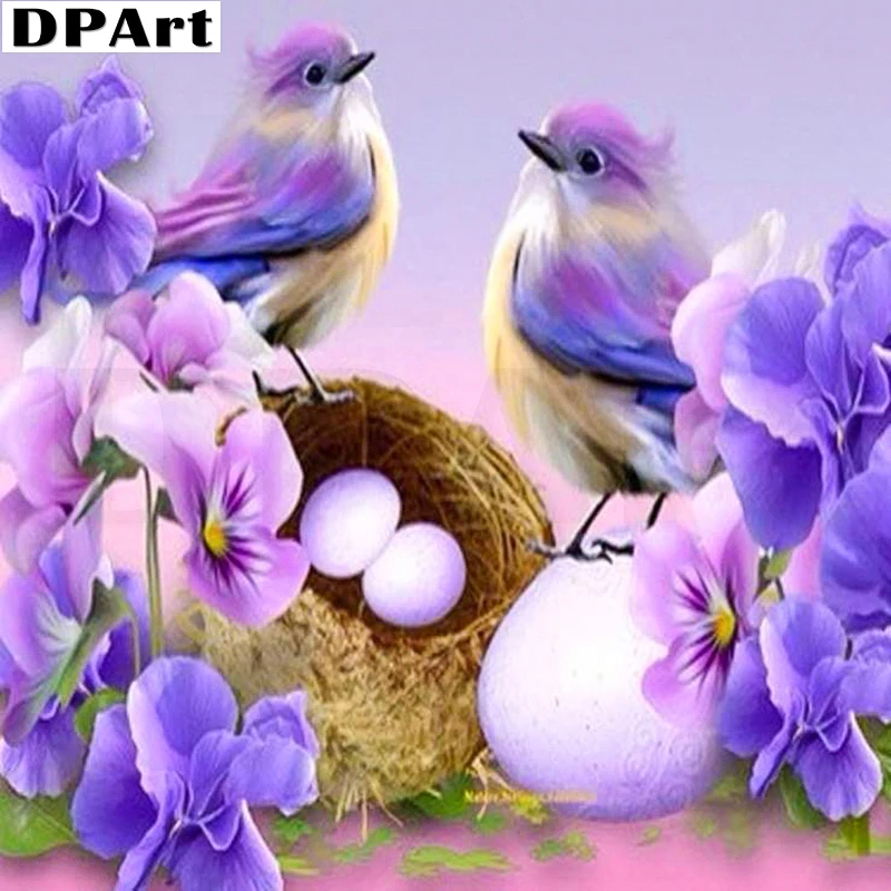 Dimanta Krāsošana Pilnu Kvadrātveida/Kārtas Urbt Violeta Putni un Ziedi 5D Daimond Gleznu Izšūšana Krustdūrienā Rhinestone Y082