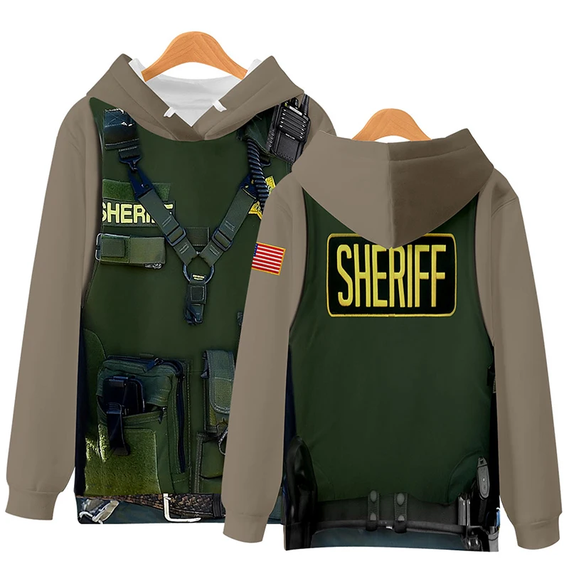 Vīriešu/Sieviešu/Childr/pelēkā vārna Militāro formas tērpu Hoodies Policijas 3D Drukas garām Piedurknēm Džemperis Gadījuma Streetwear Modes Apģērbi Topi