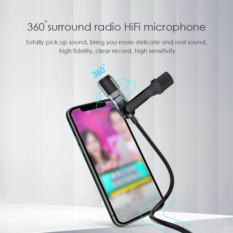 AWEI 3.5 mm Mikrofons Clip Apkakli, Kaklasaiti Mobilo Tālruņu Runājot Lekciju 3m Stiprinājuma Apskava Vokālā Audio Atloks, Mikrofoni MK1