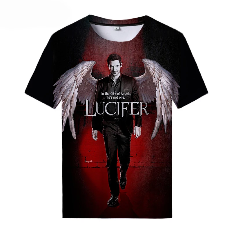 Jaunu Apaļu Kakla T-krekls Lucifers Sezona 5 3D Iespiests T-krekls Lucifers T-krekls Atdzist Vīriešiem un Sievietēm Unisex T-krekls