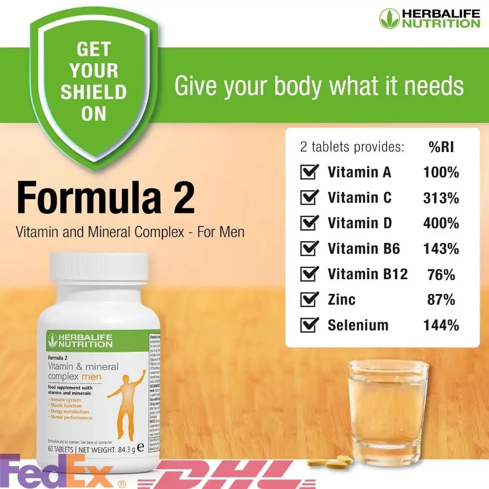 Herbalife Formula2 Vitamīns & Minerālu Komplekss Vīriešiem 60 Tabletes Veselīgu Dzīvesveidu ĀTRA PIEGĀDE