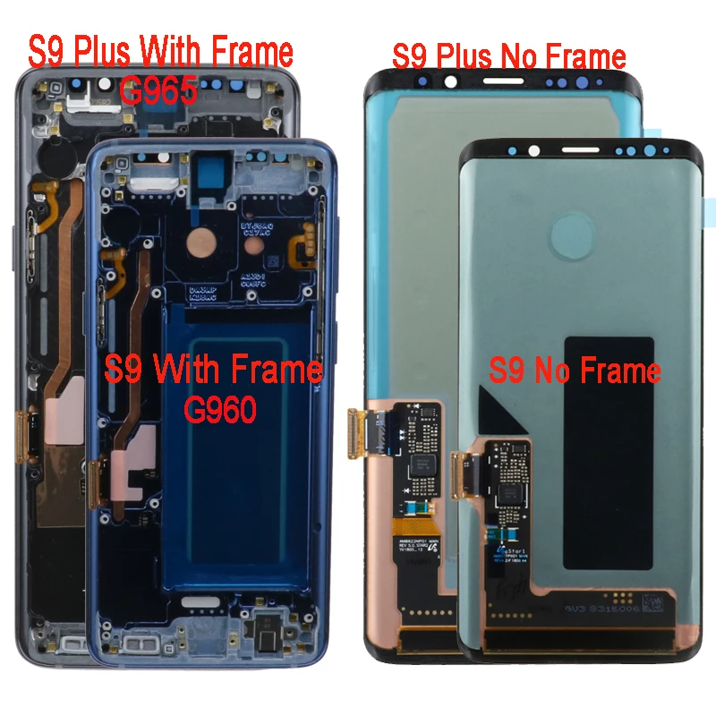 Sākotnējā AMOLED Samsung Galaxy S9 G960 S9Plus G965 LCD Touch Screen Displejs Digitizer Samsung Galaxy G960F G965F LCD
