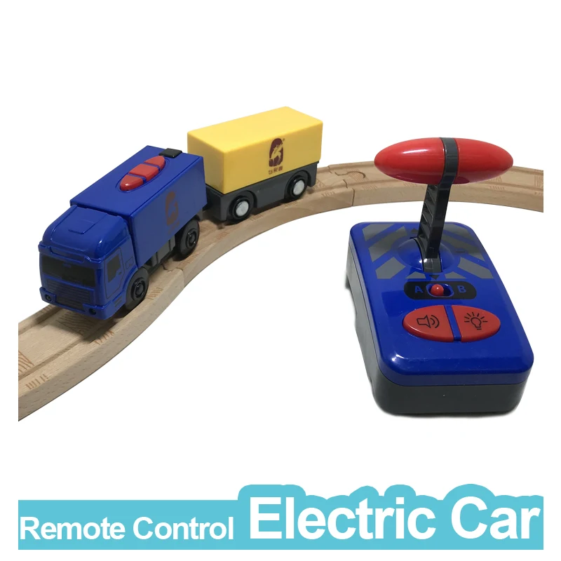 W04 Tālvadības elektriskā vilciena 2. iedaļa magnētiskā saite saderīga rotaļu auto no koka dziesmu blue Harmony vilcienu