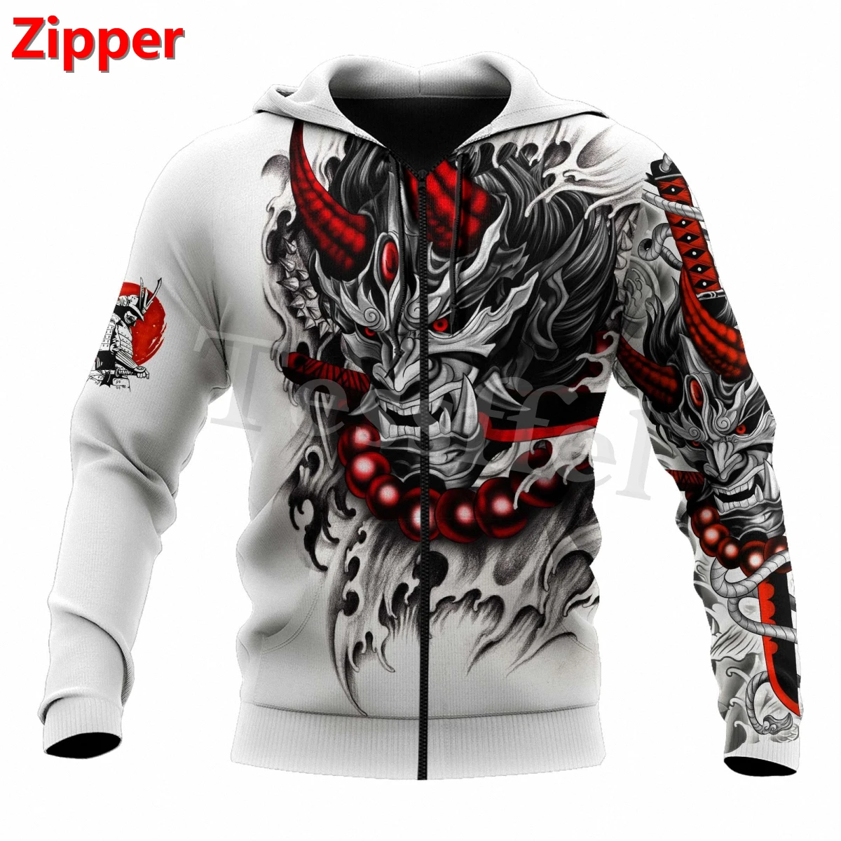 Tessffel Japānas Samuraju Tetovējums 3D Iespiestas Jaunas Vīriešu sporta Krekls Harajuku Rāvējslēdzēju pelēkā vārna Gadījuma Unisex Jaka Džemperis Stils-25