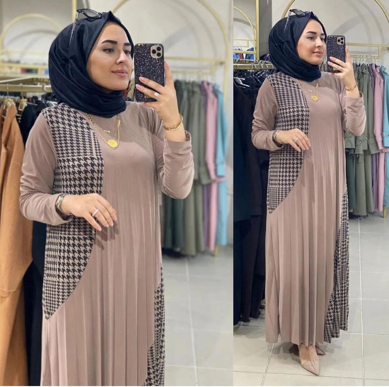Abaya Musulmaņu Sieviešu Kleitu Modes Zaudēt Apaļu Kakla Pleds Ilgi Svārki Arābu Drēbes, Dubaija Turcija Garš Krekls Četri Gadalaiki Jaunu 2021