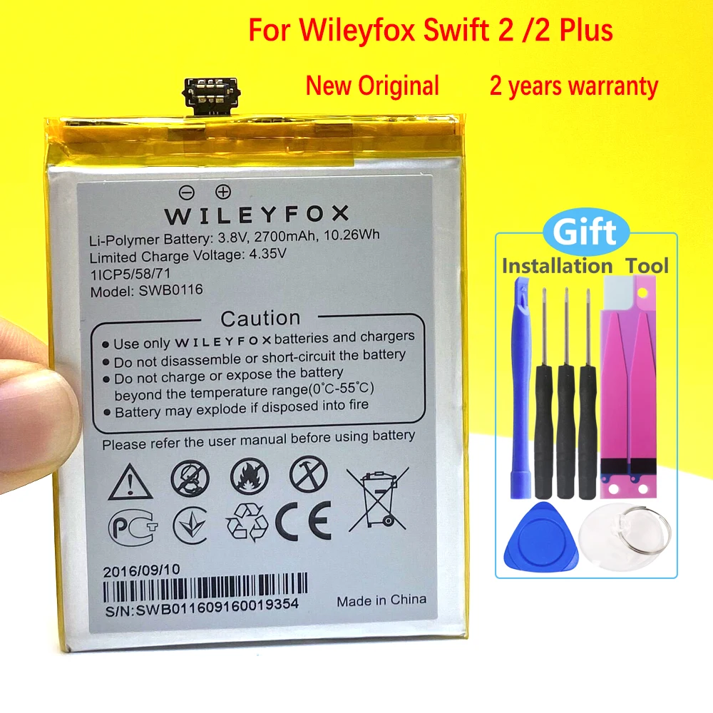 Jaunas Oriģinālas 2700mAh Akumulatoru Wileyfox Swift 2 / 2 Plus SWB0116 Tālruni Noliktavā Augstas Kvalitātes Akumulatoru