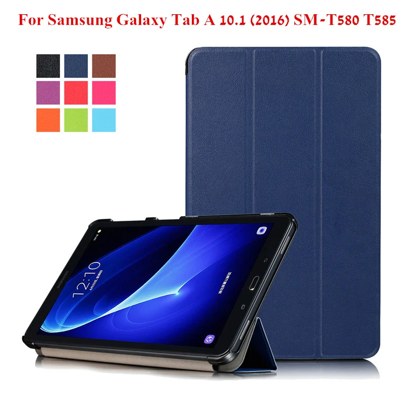 Samsung Galaxy Tab 10.1 (2016) SM-T580 T585 Segtu Slim Magnēts Locīšanas Flip Gadījumā Būtiska Samsung Tab A6 10.1 Planšetdatoru Vāciņu
