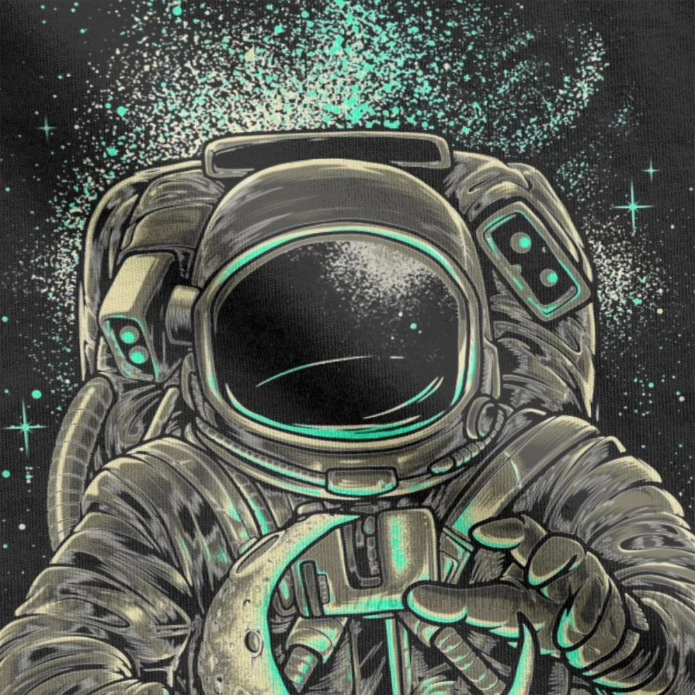 Traks Mēness Sargs T-Krekli Vīriešu Crewneck Tīras Kokvilnas T Krekls Kosmosa Zvaigznes Galaxy Kosmonautu Skafandrs Astronauts Īsām Piedurknēm Tees