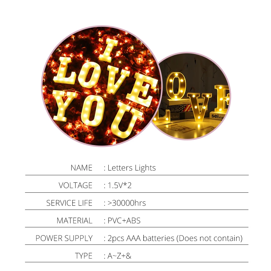 Gaismas LED Vēstuli Nakts Gaisma Radošo 26 angļu valodas Alfabētu Numuru Akumulatora Lampiņa Romantisku Kāzu Puse, Apdares Piliens Kuģis