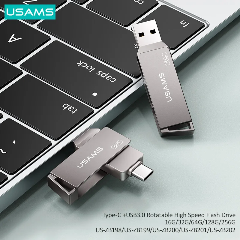 USAMS OTG ātrgaitas USB 3.0 C Tipa Flash Vadītāja Pendrives PC, Viedtālrunis Flash Drive 16.G 32GB 64GB, 128GB 256G USB Stick Atslēga