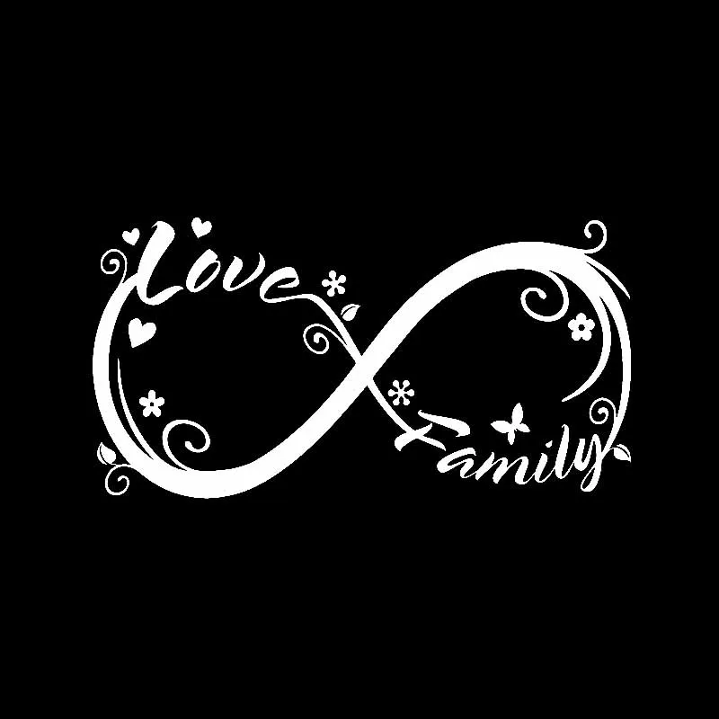 Auto Uzlīme Ģimenes Mīlestības Mūžīgo Simbolu, Uzlīmes, Augstas Kvalitātes Auto Logu Apdare Personības PVC Decal Melns/balts, 17cm*9cm