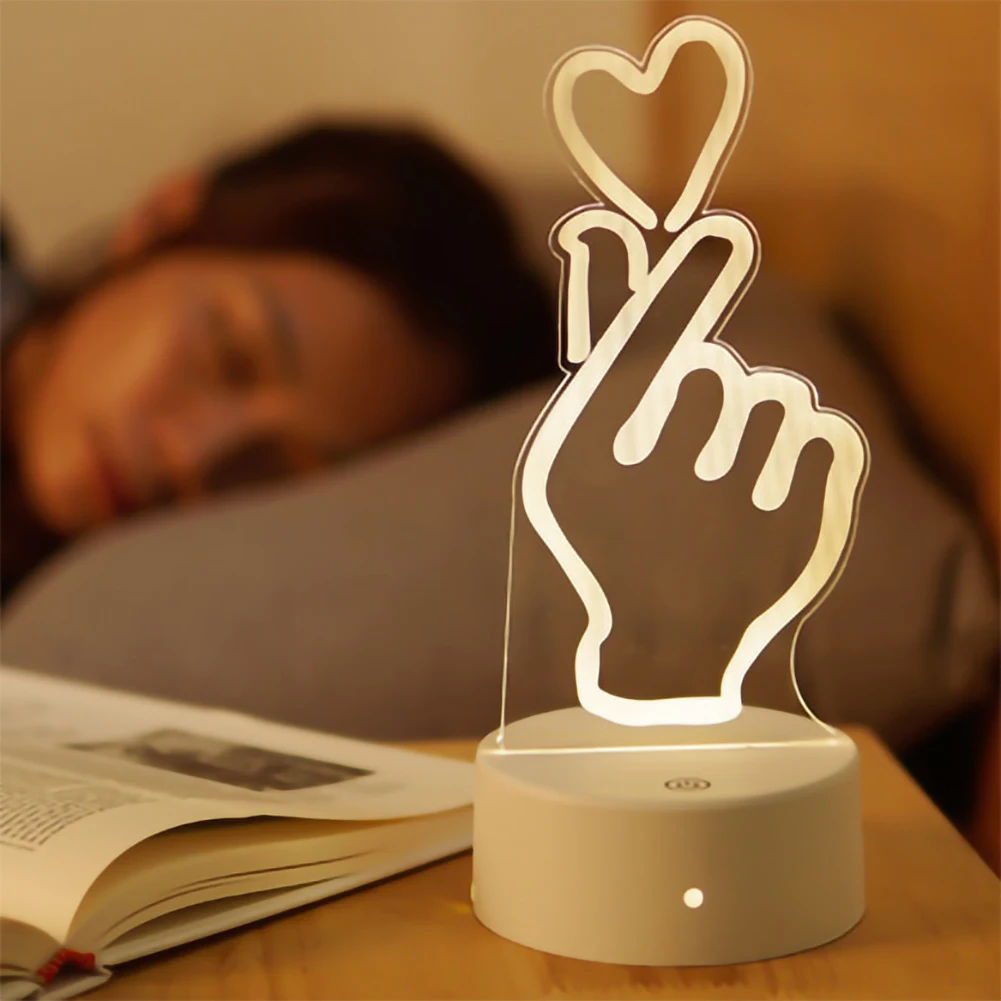 3D Romantisku Mīlestību LED Nakts Gaisma Akrila Darbvirsmas Galda Lampas, Dzīvojamās Istabas, Guļamistabas Gultas Apgaismojums Dekorēšana, lai Valentīna Dienā