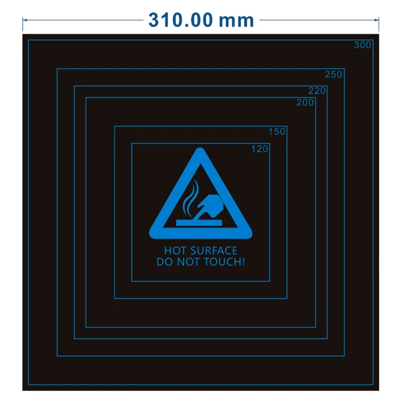 Aizsargātu Drukāšanas Platforma Uzlīme 310x310x0.5Mm Silda Gultu Filmu Lentes 3D Printeri Daļas, Piederumi(Zils)