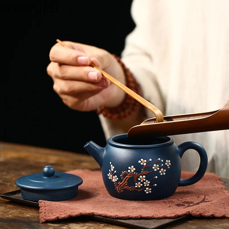Yixing tējas katlā, violeta māla tējkanna Ķīniešu roku darbs Zisha Tējas komplekts Neapstrādātu rūdu pasūtījuma Autentisks Teaware Tējas ceremonija dāvanas 180ml