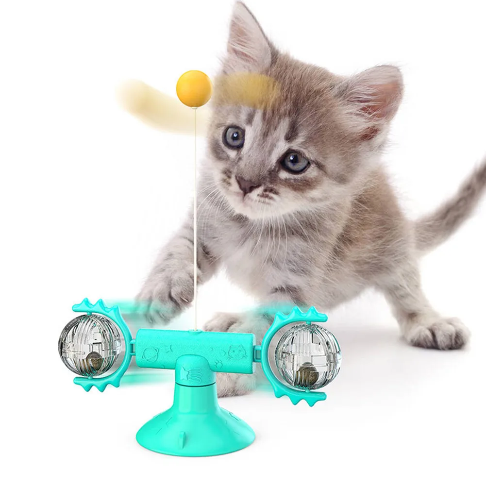 Kaķis Puzzle Mācību Rotaļlietas Vējdzirnavas Interaktīvās piesūcekni Smieklīgi Masāža Grozāms Kaķēns Nulles Atrakciju Rotaļlietas ar Catnip Bumbu