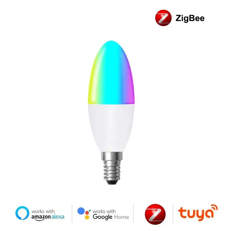 Tuya Zigbee 3.0 Smart E14 LED Sveču Gaismas Spuldze RGB+W+C Regulējamas Lampas Spuldzes Strādā Ar SmartThings Echo Plus Alexa, Google Home