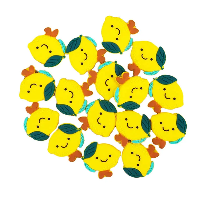 Chengkai 10pcs Silikona Citrons Formas Pērlītes Karikatūra DIY Bērnu Zīdaiņu zīdaiņu mierinātāji Zobu Pieņemšanas Kaklarota Maņu Rotaļlietu Pārtikas Klases Krelles