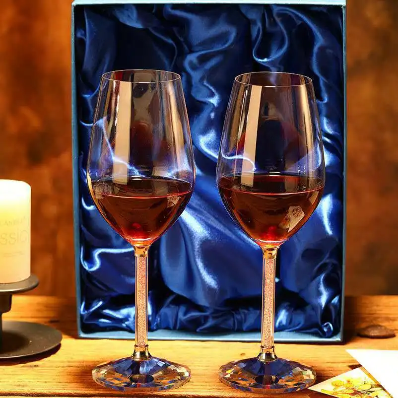 Radošā Stikla Vīna Glāzes Luksusa Augstas Klases Šampanieša Sarkanā Vīna Kauss Izsmalcinātu Dāvanu Kastes Iepakojums 2, Restorāns, Banketu Vīna Komplekti