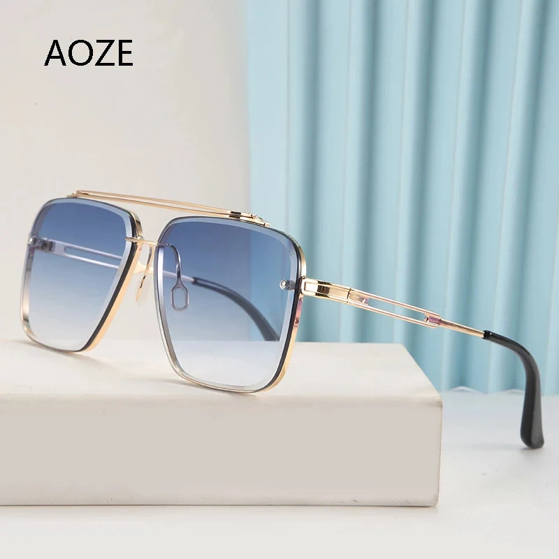 AOZE ir 2021. Modes Classic Mach Seši Stilu Slīpumu, Saulesbrilles Forši Vīrieši Vintage Zīmolu, Dizainu, Saules Brilles Oculos De Sol 17302