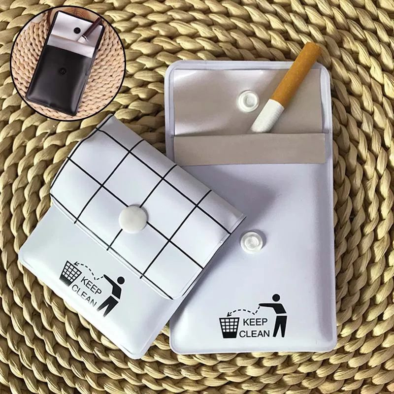 Balta Melna PVC Pārnēsājamo pelnu trauku Kabatas Ārā Smēķēt Cigāru Tabakas Pelni Uzglabāšanas Soma, Ceļojuma Piederumu
