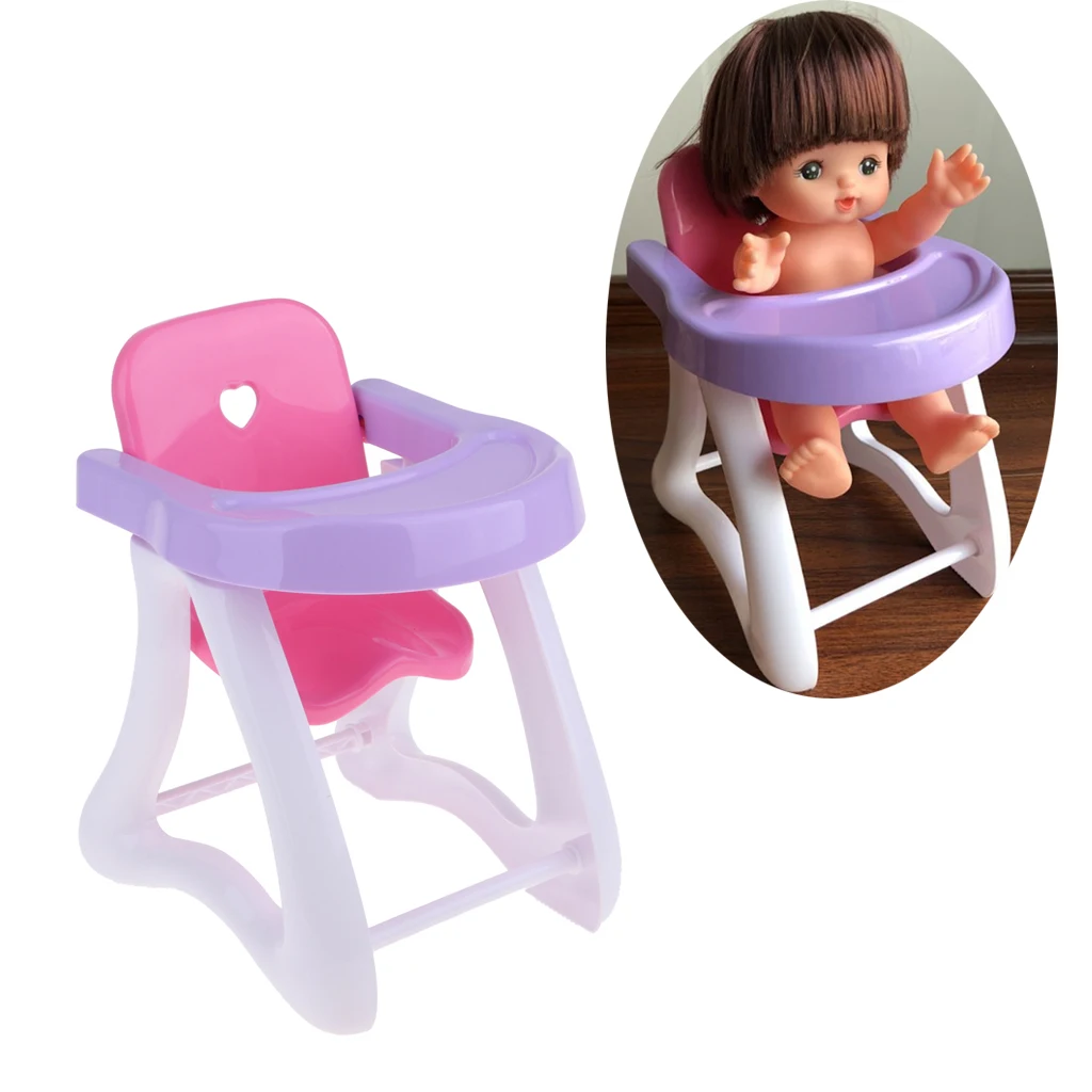 Leļļu namiņš Miniatūras Bērnu Zīdaiņu Istabas Furniure ABS Ēdamistabas Krēsls ar Augstu Krēslu