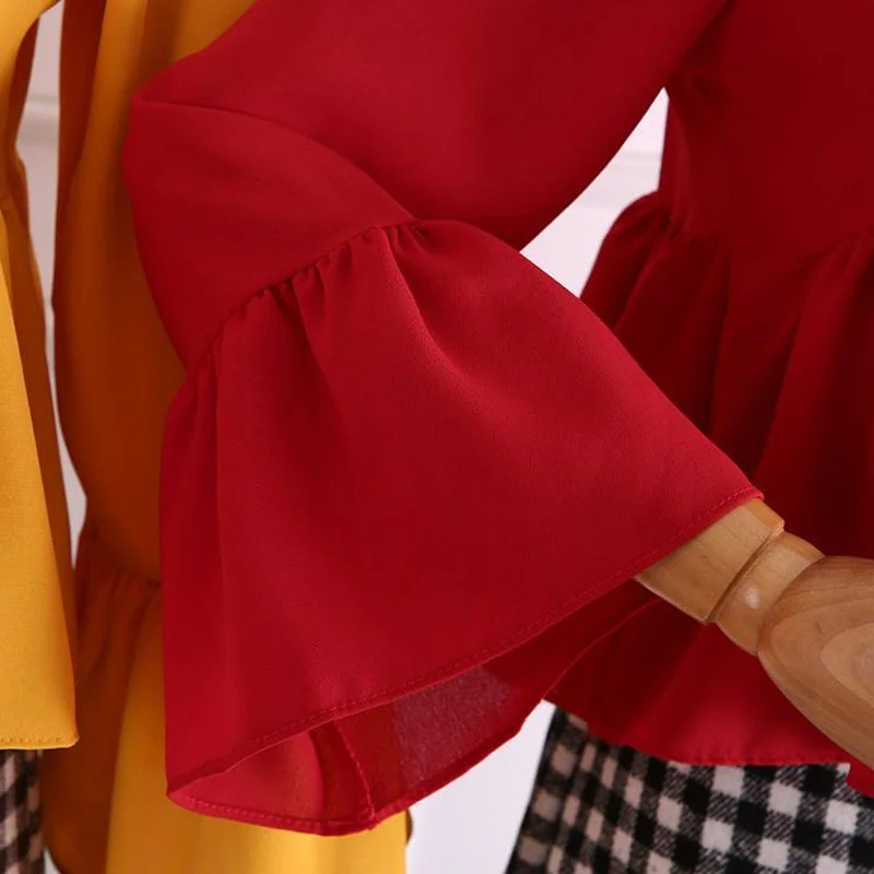 Blūzes Sieviešu Šifona Loku Ciets Mīksts Elegants Vienkārši Apgriezts 6 Krāsas Dāmas Harajuku Atpūtas Moderns Vasaras Jauno Zaudēt Dizaina Ins