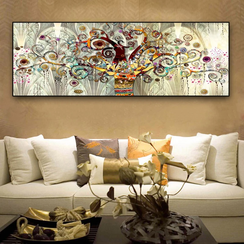 Dzīvības Koks Gustava Klimta Ainavas Mākslas Audekls Gleznošanai Mūsdienīga Sienas Māksla, Plakātu Drukāšana Skandināvijas Dzīvojamā Istaba Mājas Apdare