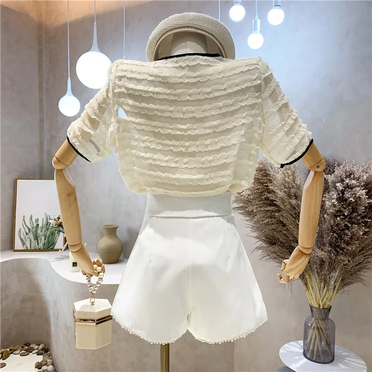Jaunas Sieviešu Drēbes Vasaras 2021 Modes Dizaina sajūtu loku ar Īsām piedurknēm krekls retro augšu