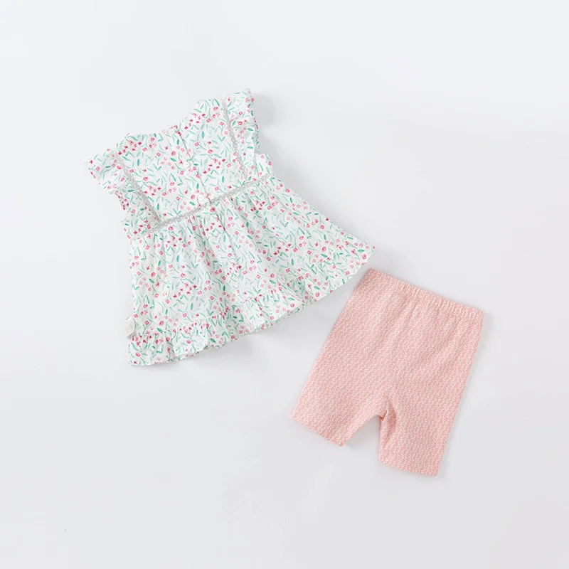 DB16470 dave bella vasaras baby meitenes cute bow ziedu drukāt apģērbu komplekti bērniem meitene modes bez piedurknēm komplekti bērniem 2 gab uzvalks