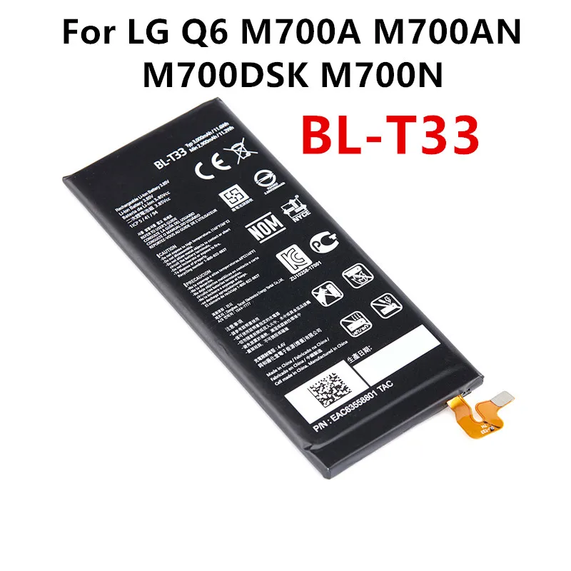 Oriģināla BL-T33 3000mAh Rezerves Akumulatoru LG Q6 M700A M700AN M700DSK M700N T33 BLT33 Mobilo telefonu Baterijas