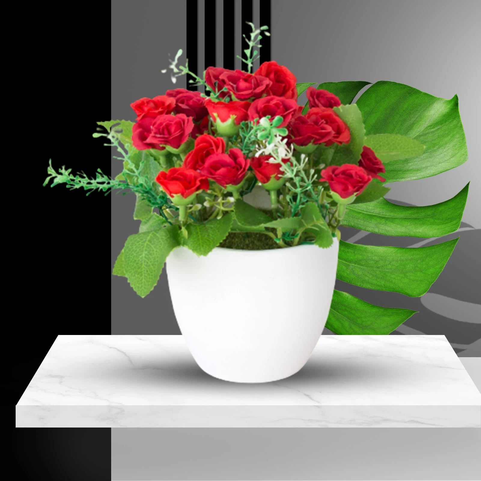 1Pc Zīda Auduma, Mākslīgās Rožu Viltus Ziedu Bonsai Potted Augu Ornaments Mājas Cafe Dāvanu Kāzu Puse, Veikals Apdare
