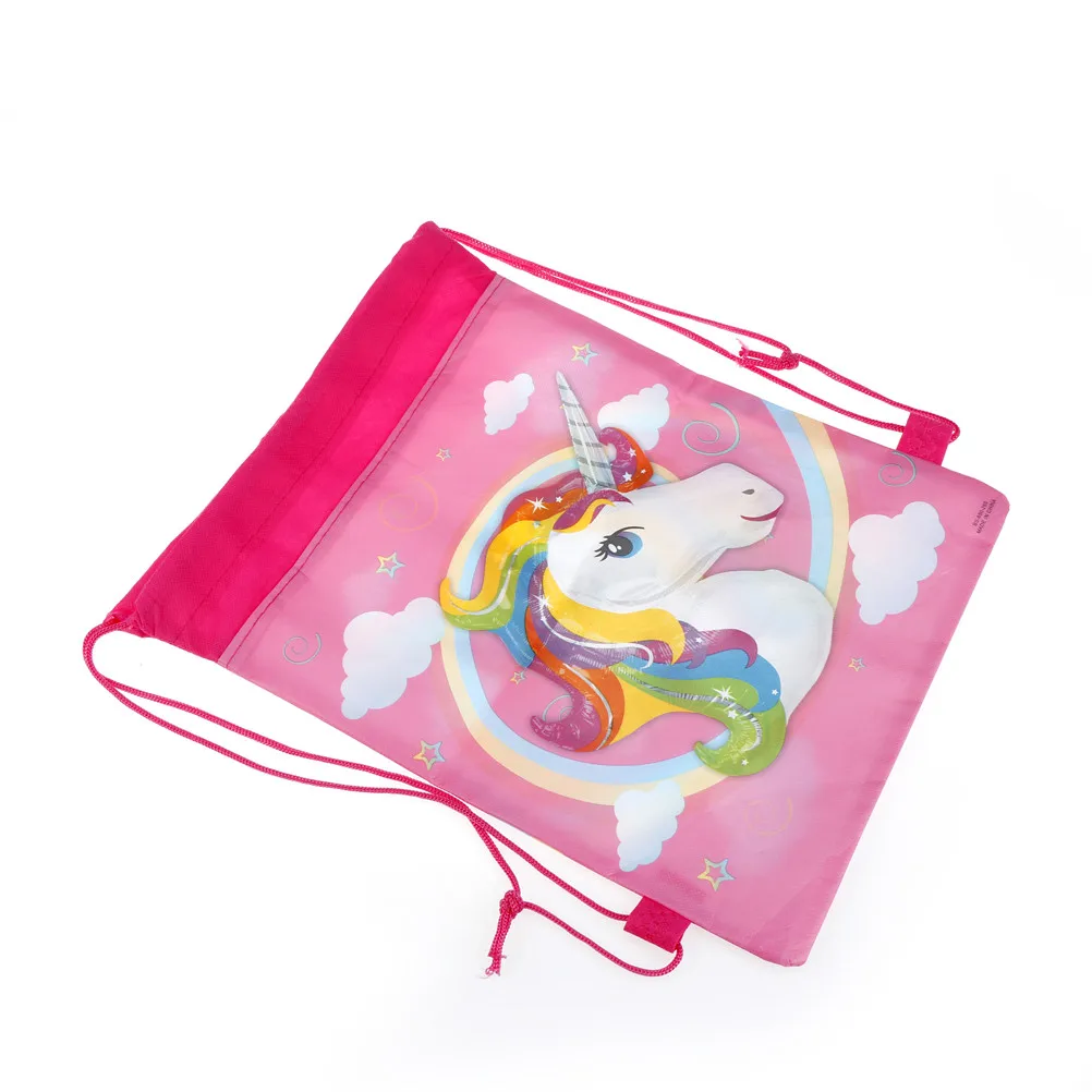 1gb/daudz aukliņu somas bērniem atpakaļ, somas unicorn string somas bērnu duša puse piegādēm karikatūra partijas apdare 35.5*par 27,7 cm