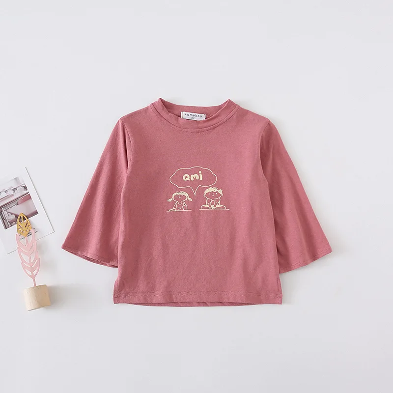 2019. gada Pavasarī Jaunas Ielidošanas korejiešu stilā, kokvilnas burtiem iespiests ar garām piedurknēm visu maču zemāko T-krekls gudrs sweet baby meitenes