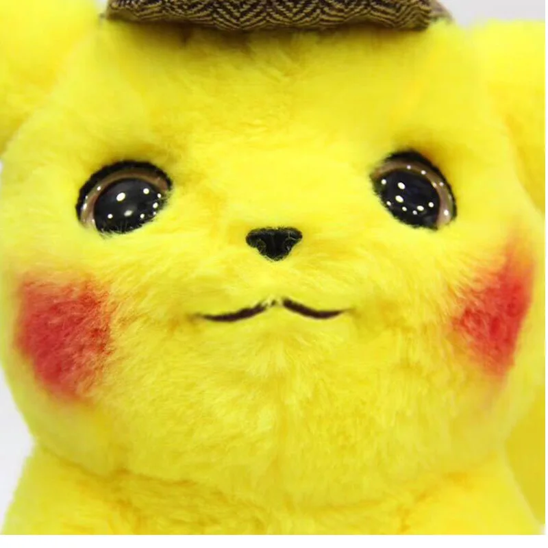 TAKARA TOMY anime Pokemon Detektīvs Pikachu plīša rotaļlieta 28cm ādai draudzīga rotaļlieta zēniem un meitenēm plīša dzimšanas dienas dāvana