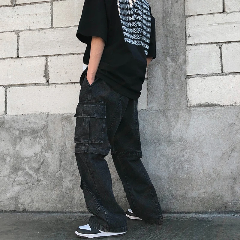 IEFB Amerikāņu Stilā Streetwear (Dungriņi) Modes 2021. Gada Rudenī Jaunu Taisna Caurule Zaudēt Džinsa Bikses Hip Hop Cool Black Vintage Jeans