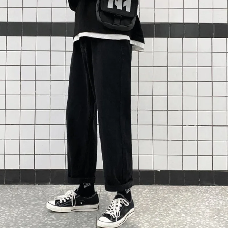 Vīriešu Džinsi Modes Zaudēt Taisni Jaunu Gadījuma Plaša Kāju Bikses Kovboju Mans Streetwear korejiešu Hip Hop Bikses, Džinsi