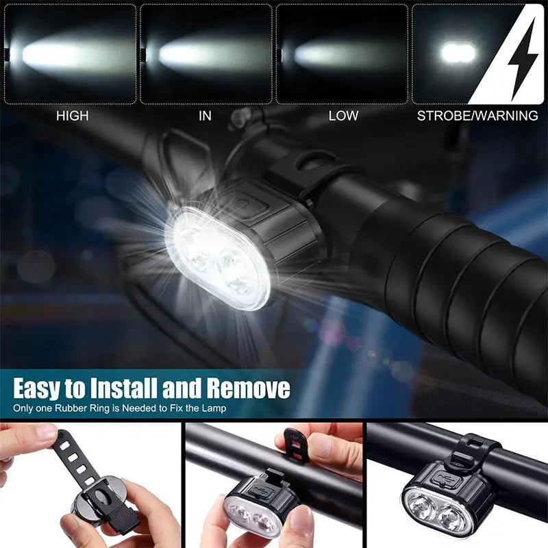 Q3 LED Vairākus Režīmā Velosipēds Priekšā Gaismas Velosipēdu Taillight Galvas Lampas Ūdensizturīgs MTB Ceļu, Velosipēdu Lukturu USB Velosipēdu Gaismas