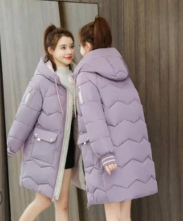 Ir 2021. Rudens Ziemas Sieviešu Jauns korejiešu Stila Slim Silts Gadījuma Kapuci Jaka Apģērbu Casaco Abrigos Casaca Kaban Invierno Mantel
