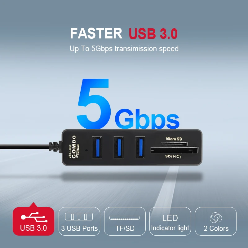 Universālais Mini USB Hub 2.0 High Speed USB Sadalītājs 3 Port Hub Ar TF SD Karšu Lasītājs, 6 Ostas 2.0 Hab Adapteris DATORU Piederumi