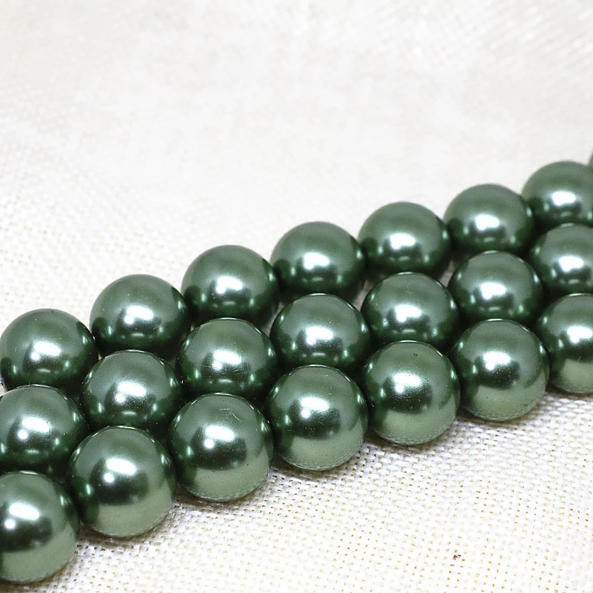 Bohemia stila mazumtirdzniecības 4-14mm skaistu imitācija green sea shell pearl kārtas zaudēt krelles, piekariņi sieviešu rotaslietu izgatavošana 15inch B1605