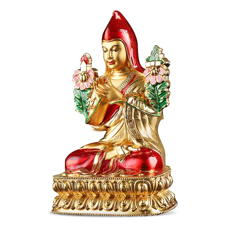 7,5 cm/12cm Rotā Liekot Statuja,Rokturi Kabatas Iedarbīgu Amatniecība,Tranic Krāsas Metāla Sakausējuma Kokgriezums Tibetas Tsongkhapa Buda