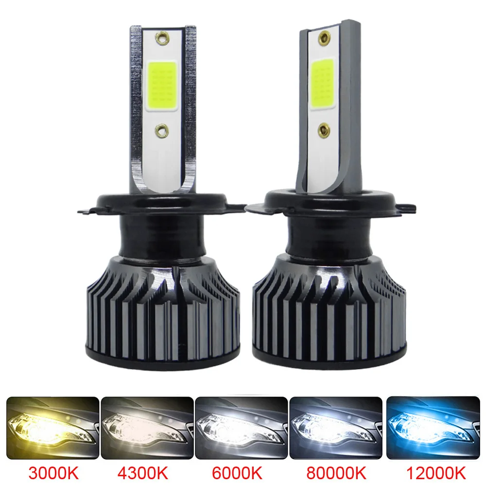 Muxall Mini H4, H7 LED Auto Lukturu Spuldzes 20000LM 6500K H1, H3, H11 H13 H27 880 9005 HB3 9006 HB4 9007 Darbojas Auto Miglas Lukturi